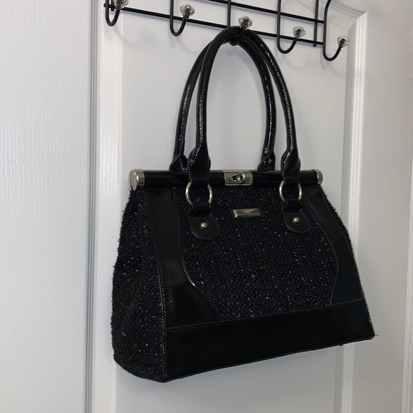 Black Tweed and Black Patent Bag - Picture 4 of 17